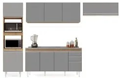 Armário de Cozinha Modulada 4 Peças CP12 Balcão com Pia Inox Castanho/