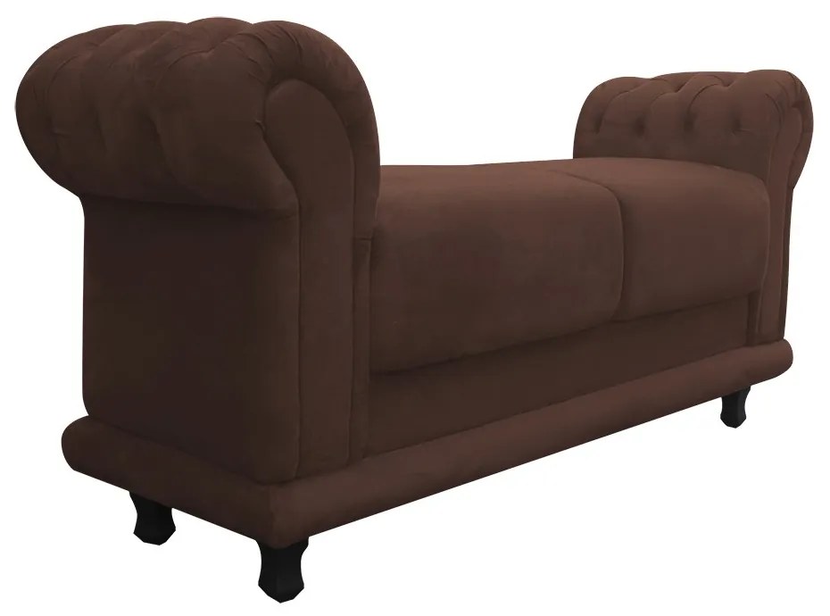 Recamier Barcelona Namoradeira Calçadeira Suede D'Rossi - Marrom