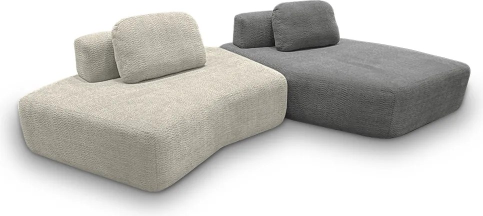 Sofá Ilha Sala de Estar Modulado Dakota com Chaise Encosto Almofadas Soltas Bouclê Rústico Greige/Cinza G33 - Gran Belo