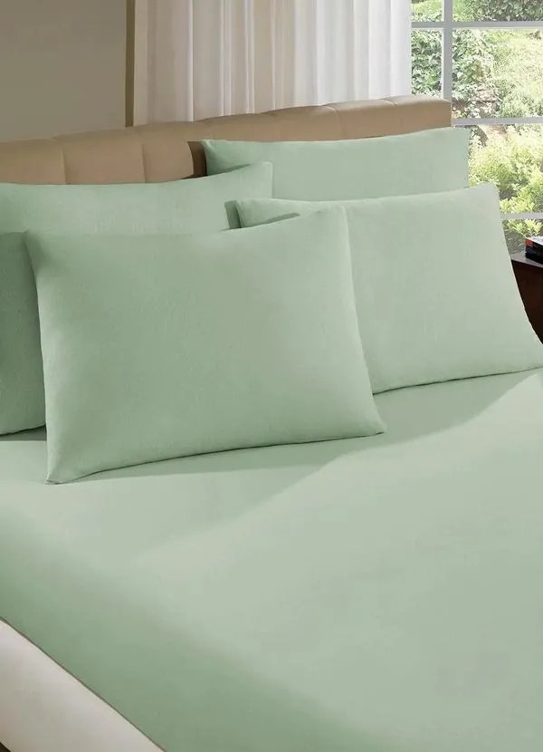 Lençol Malha com Elástico Verde Casal 1 Peça