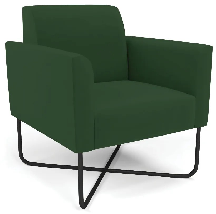 Poltrona Base X Industrial Preto Marisa Veludo - Verde