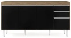 Balcão Gabinete 160cm Sem Tampo 4 Portas 2 Gavetas Arkansas Castanho/P