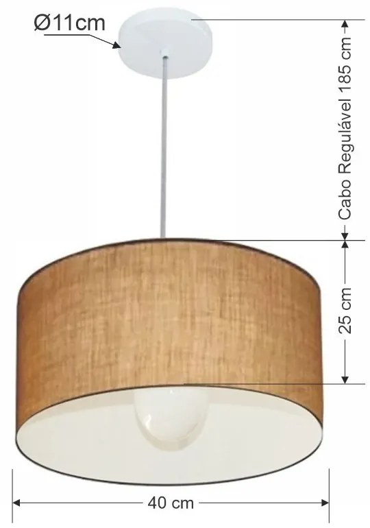 Pendente Cilíndrico Palha MJ-4202 Para Mesa de Jantar e Estar