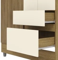 Guarda Roupa Solteiro 103cm Com 4 Portas Mayra Nature/Champanhe V02 -