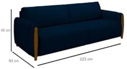 Conjunto Sofá 3 Lugares 223cm e Poltrona 98cm Amaranto Z32 Veludo Azul