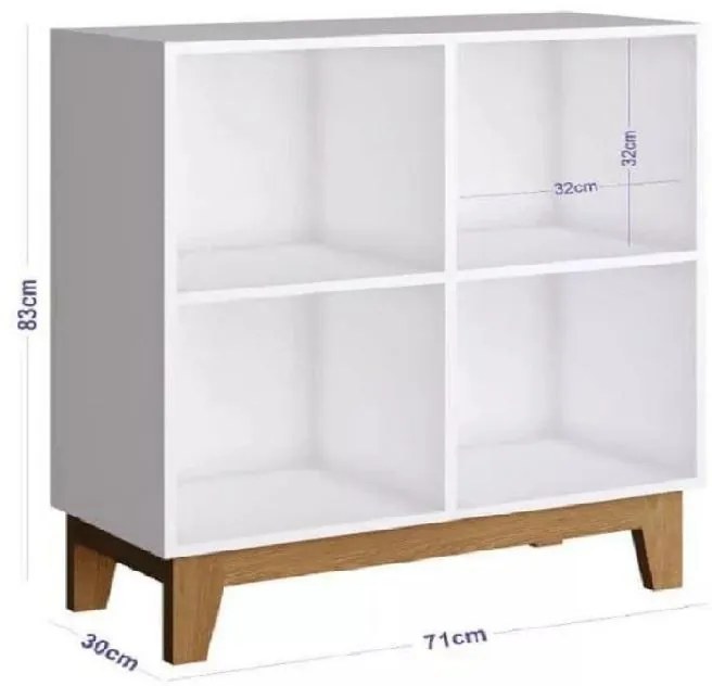 Estante baixa Infantil 4 nichos Retro By150 Branco