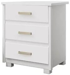 Mesa de Cabeceira 3 Gavetas Roma F08 Branco - Mpozenato