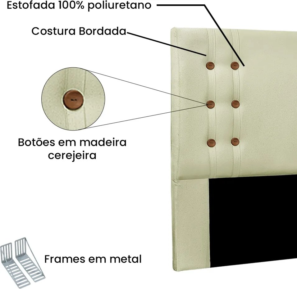 Cabeceira Cama Box King 195 cm Genova Linho S04 - D'Rossi - Natural