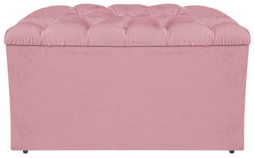 Calçadeira Estofada Liverpool 90 cm Solteiro Suede Rosa Bebê - ADJ Decor