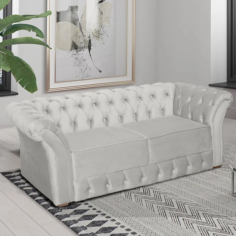 Namoradeira Sofá 2 Lugares Chesterfield Capitonê 186cm Veludo Branco - Sheep Estofados - Branco