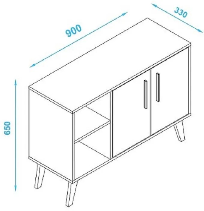 Armário Buffet Balcão 2 Portas 1 Prateleira Branco