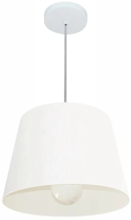 Lustre Pendente Cone Md-4240 Cúpula em Tecido 30/40x30cm Branco - Bivolt