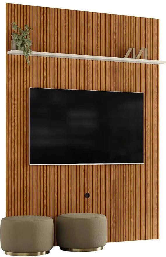 Painel Decorativo 245cm Sanson Frisado MDP até 65 Cinamomo/OffWhite G97 - Gran Belo