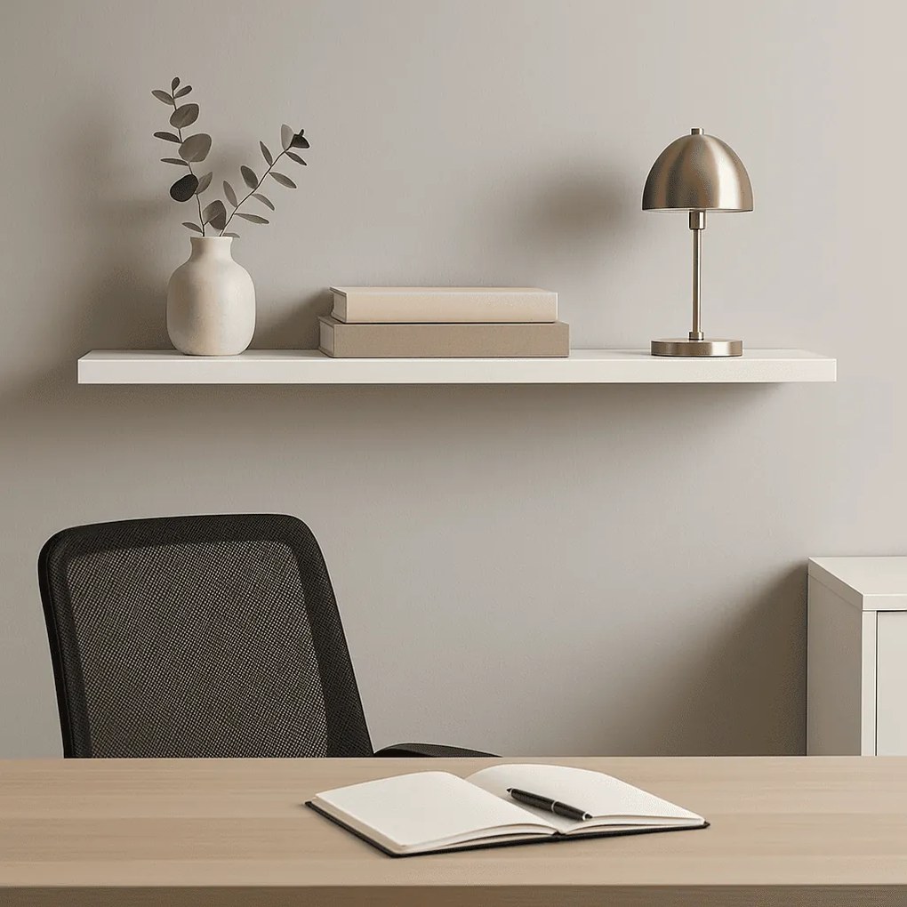 Prateleira Madeira Flutuante Multiuso 91x20 Luara L06 - D'Rossi - Branco