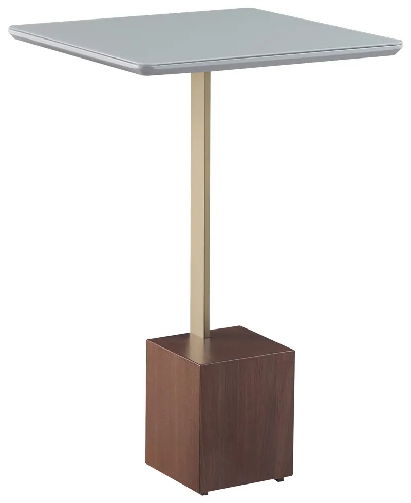 Mesa Lateral Decorativa Para Sala de Estar Goagil 40x40 Tampo Off White Base Amêndoa Metal Dourado G55 - Gran Belo