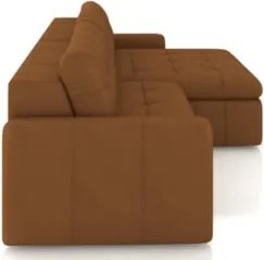 Sofá Retrátil 3 Lugares Para Sala 204cm Elios Couro Telha Z55 - Mpozen