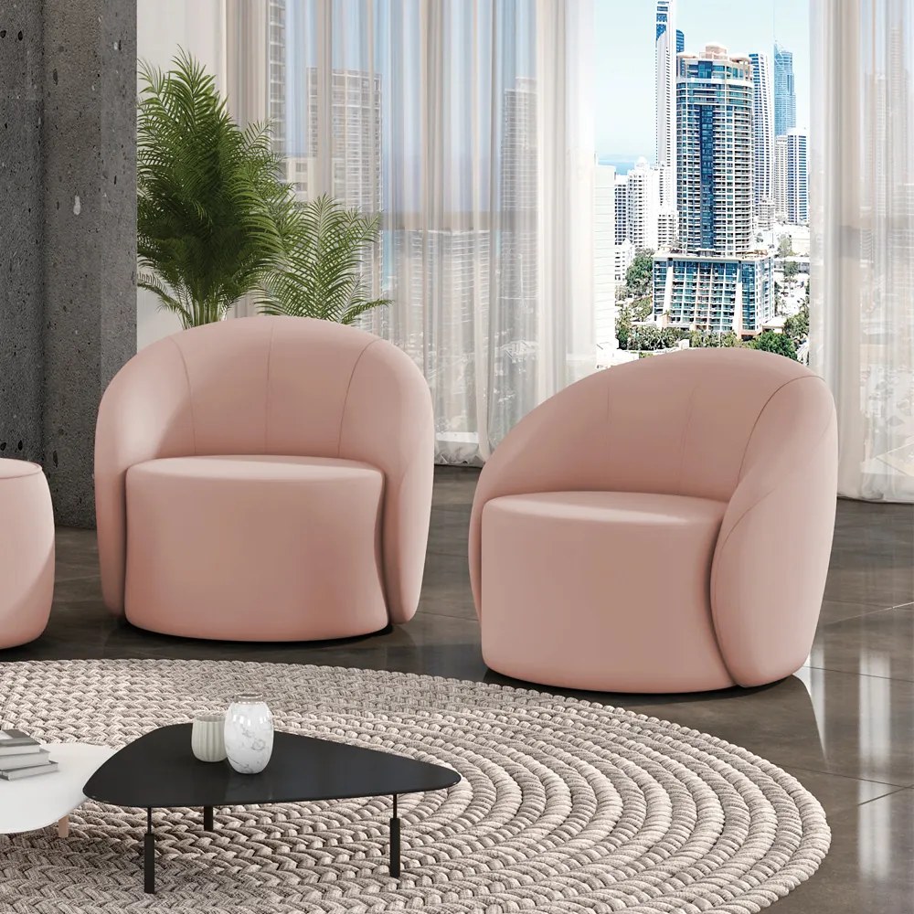 Poltrona Decorativa Orgânica Kit 2 Lua Veludo D03 - D'Rossi - Rose