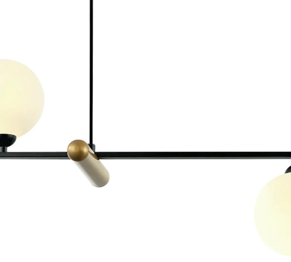 Pendente Bambu Metal Preto E Bronze Vidro Branco 19X80X29Cm 3Xg9 | Bel...