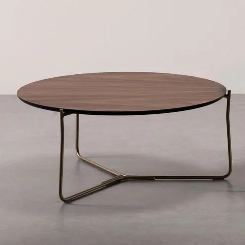 Mesa Centro Essence Baixa Tampo Nogueira Base Bronze - 78334 Sun House