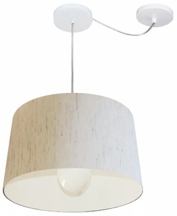 Lustre Pendente Cone Com Desvio Md-4275 Cúpula 30/45x40cm Linho Bege - Bivolt