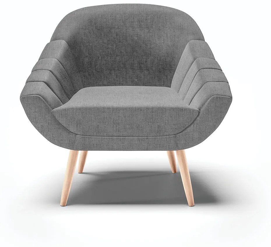 Poltrona Giovana Linho Grafite A26 Pés Palito Natural - Indo Decorar