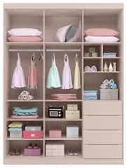 Guarda Roupa Infantil 3 Portas e 4 Gavetas Pérola Rose - Phoenix