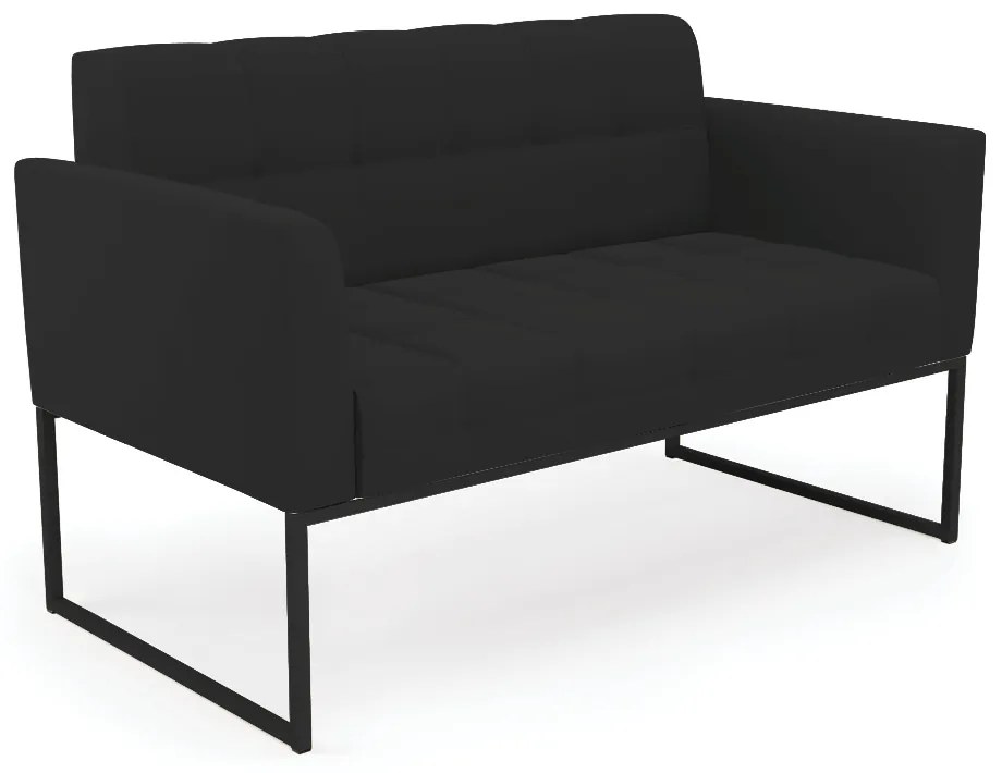 Sofá Namoradeira Elisa Veludo Base Metálica Industrial Preto D03 - D'Rossi  - Preto