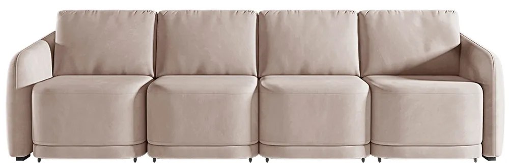 Sofá Cama Modulado Retrátil e Reclinável Decorativo Varsóvia 356cm Veludo Rosê G33 - Gran Belo