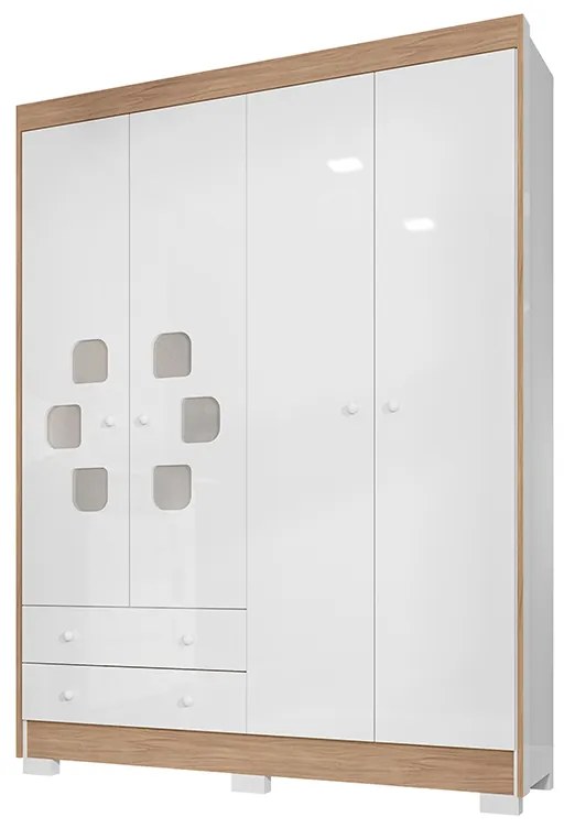 Guarda Roupa Infantil Carinho 4 Portas 2 Gavetas Branco Flex - Incorplac - Branco