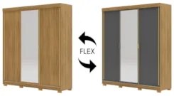 Guarda Roupa Casal 200cm Com Espelho Porto Flex Nature/Alasca - Vila R