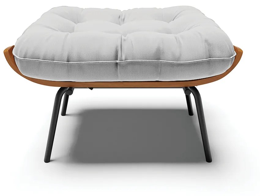 Puff Costela Suede Cinza Base Metálica Preto - D'Rossi