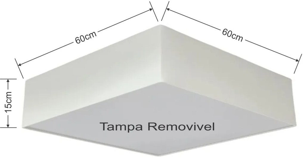 Plafon Quadrado Md-3052 Cúpula em Tecido 60x60x15cm Branco - Bivolt