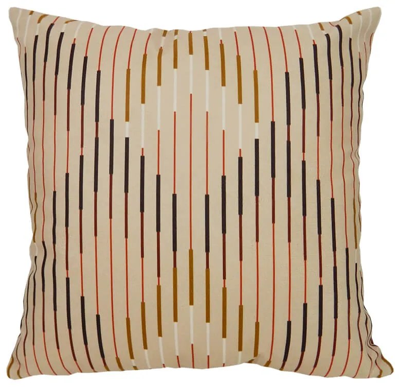 Capa de Almofada Olimpya em Suede Tons Marfim com Ferrugem - Listras - 60x30cm