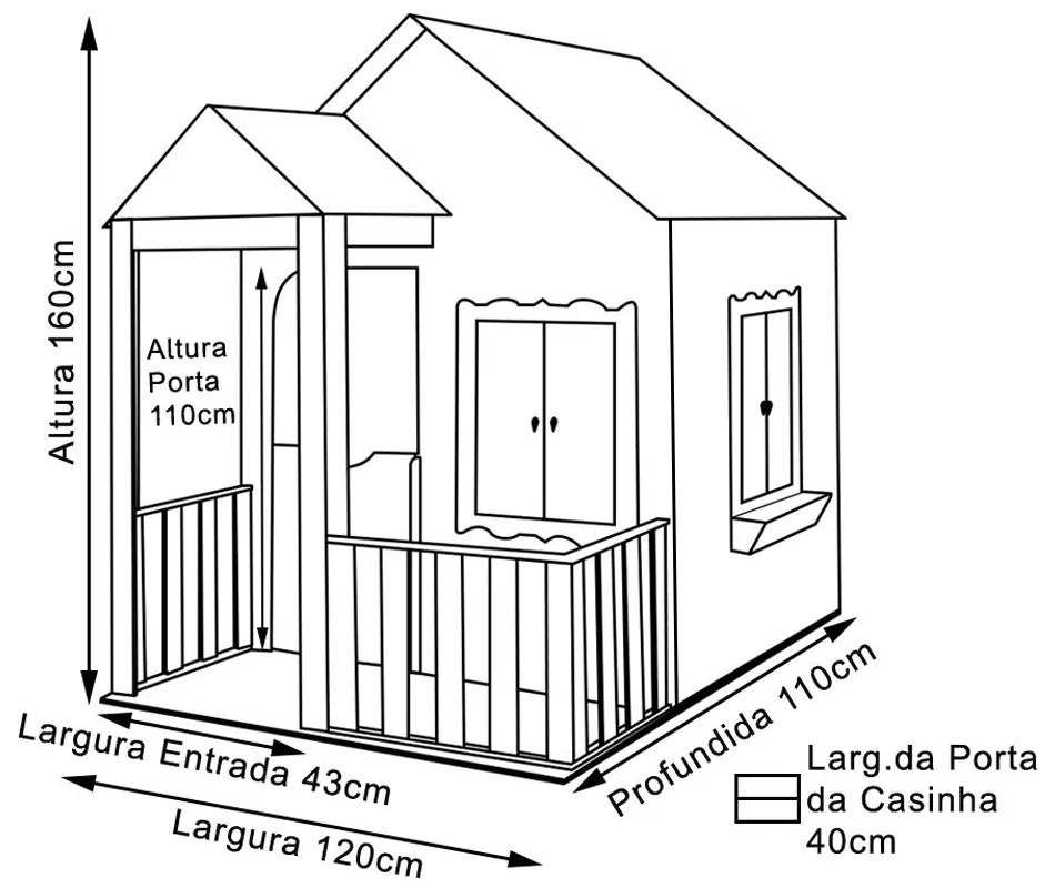 Casinha de Brinquedo com Cercado Azul Bebê/Branco L12 - Gran Belo