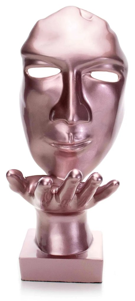 Máscara Sopro Decorativa Rosa Fosco Em Cerâmica 35x16x20 Cm B02 - D'Rossi