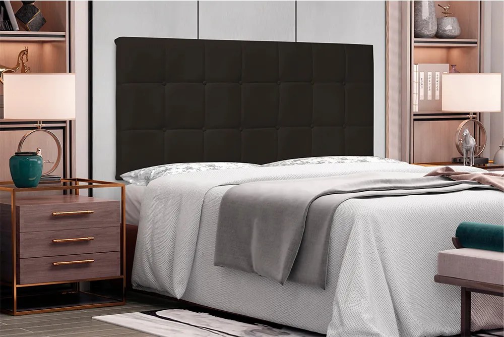 Painel Verona Para Cama Box King 195 cm Corino S04 - D'Rossi - Marrom