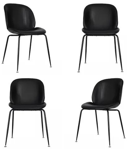 Kit 04 Cadeiras Dinamarca Corino Preta - 73117 Sun House