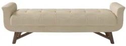 Puff Recamier Calçadeira 140cm Base Madeira Neville Z37 Boucle Bege -