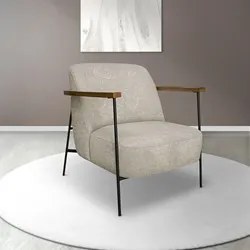 Poltrona para Sala Pés Metálicos Ellen S06 Boucle Bege - Mpozenato