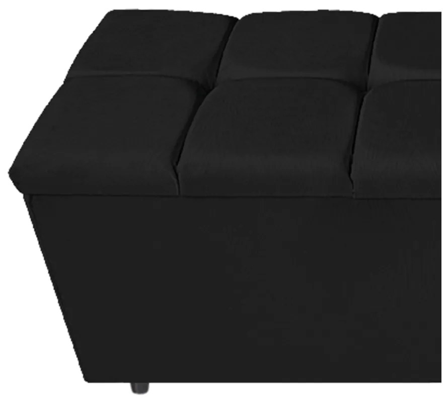 Calçadeira Estofada Manchester 160 cm Queen Size Suede Preto - ADJ Decor