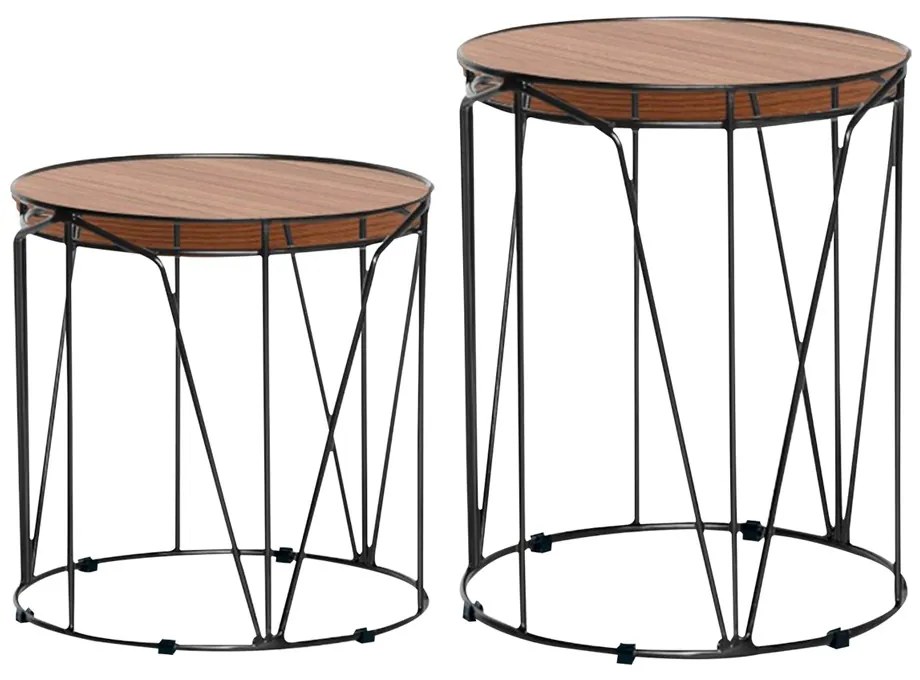 Conjunto de Mesas de Canto Rionegro 51cm e Solimões 39cm Bases Pretas G41 - Gran Belo