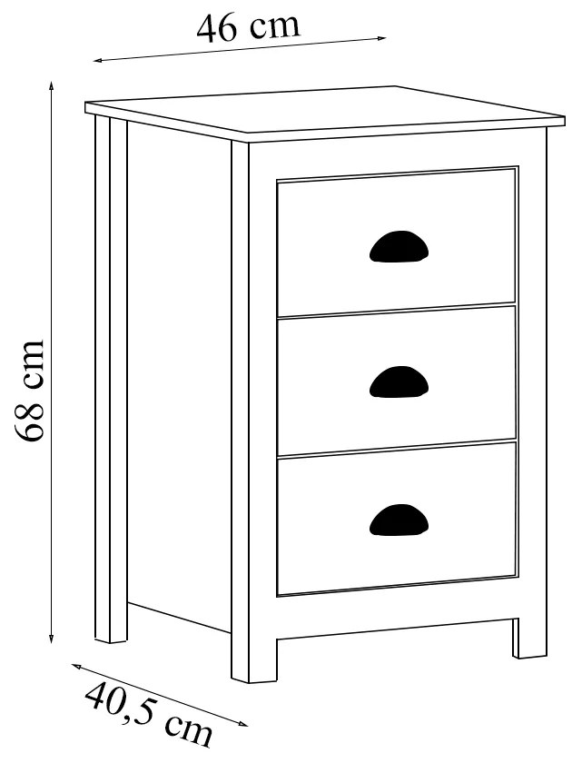 Mesa De Cabeceira Decorativa Alina Madeira 3 Gavetas Branca/Carvalho G74 - Gran Belo