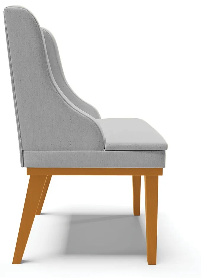 Cadeira Sala Jantar Kit 6 Liz Base Madeira Castanho Linho D03 - D'Rossi				 - A05 Cinza