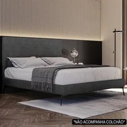 Cama Casal Queen com Cabeceira 165cm Pés Metálicos Elisa S05 Veludo Pr