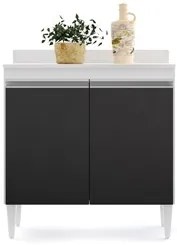 Armário de Cozinha Modulado de Canto 7 Peças CP21 com Pia Inox Branco/