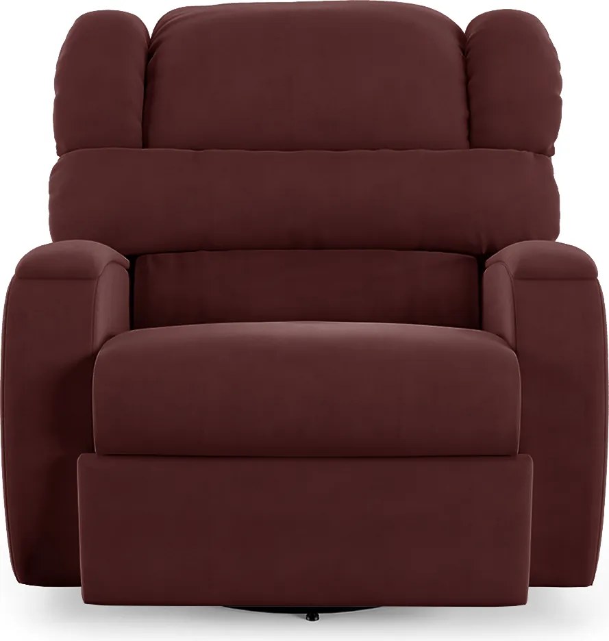 Poltrona do Papai Sala de Cinema Reclinável Kylie Glider Manual Giratória Veludo Vinho G23