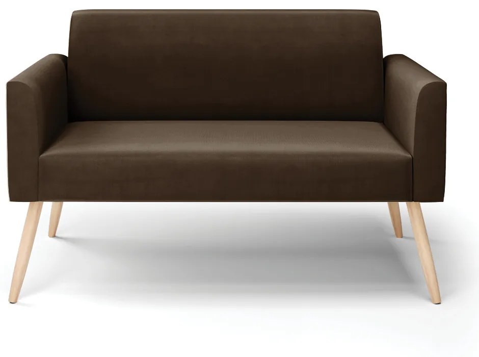 Sofá Namoradeira Pés Palito Natural Marisa Suede Marrom D03 - D'Rossi