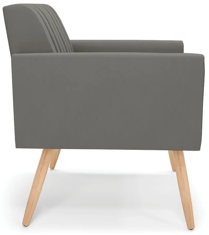 Poltrona Viena Gomada Suede Grafite Pés Palito Natural - D'Rossi