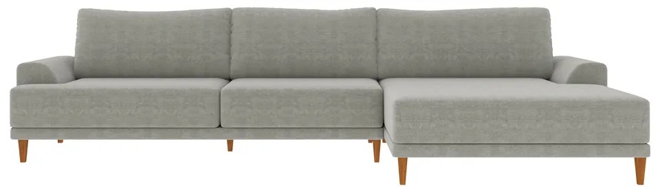 Sofá com Chaise Direita 294cm Índico Linho Cinza G52 - Gran Belo