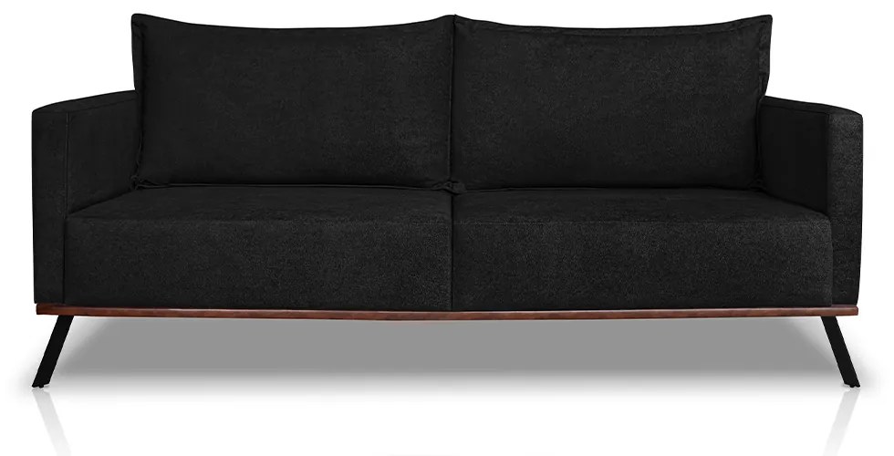 Sofá Living 2 Lugares com Pés de Ferro Almofadas Soltas 160cm Saiph Bouclê Preto G63 - Gran belo